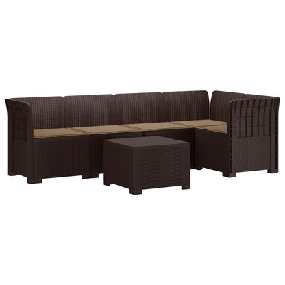 Divano da Giardino 5 Posti con Cuscini Stile Rattan PP Marrone | homemem39