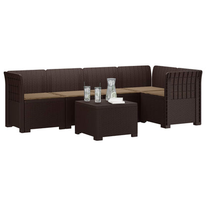 Divano da Giardino 5 Posti con Cuscini Stile Rattan PP Marrone | homemem39