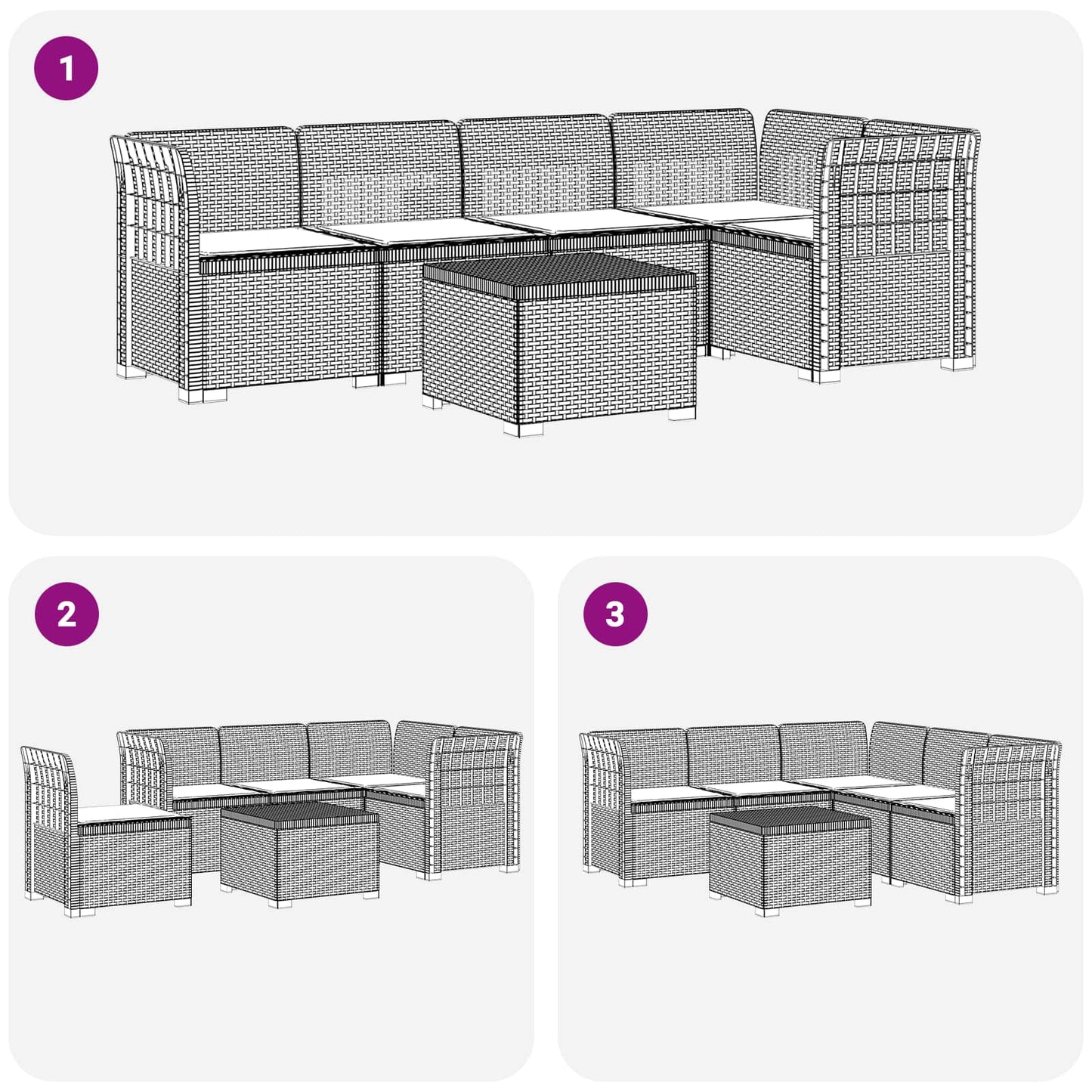 Divano da Giardino 5 Posti con Cuscini Stile Rattan PP Marrone | homemem39