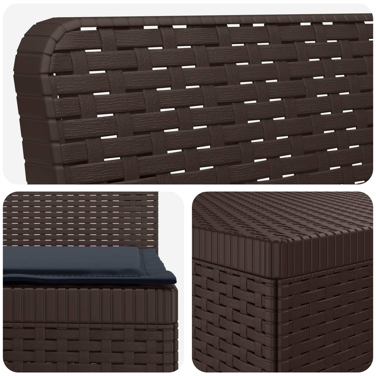 Divano da Giardino 5 Posti con Cuscini Stile Rattan PP Marrone | homemem39