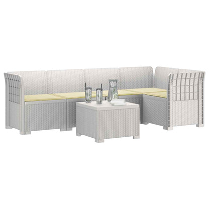 Divano da Giardino 5 Posti con Cuscini Stile Rattan PP Bianco | homemem39