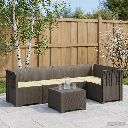Divano da Giardino 5 Posti con Cuscini Stile Rattan PP | homemem39