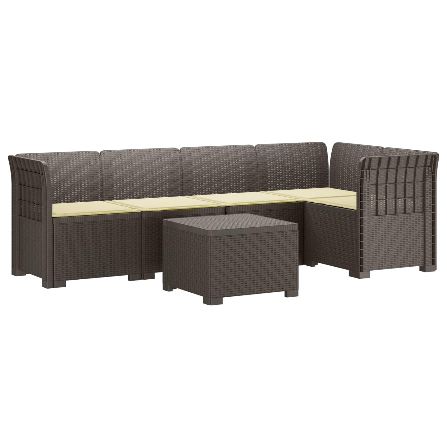 Divano da Giardino 5 Posti con Cuscini Stile Rattan PP | homemem39