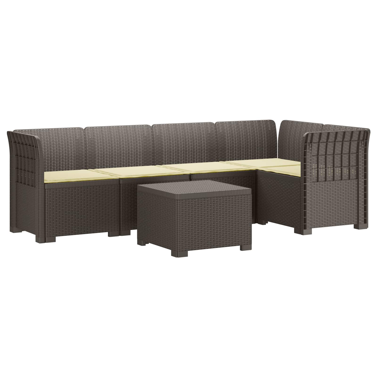Divano da Giardino 5 Posti con Cuscini Stile Rattan PP | homemem39