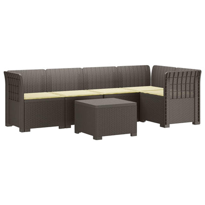 Divano da Giardino 5 Posti con Cuscini Stile Rattan PP | homemem39