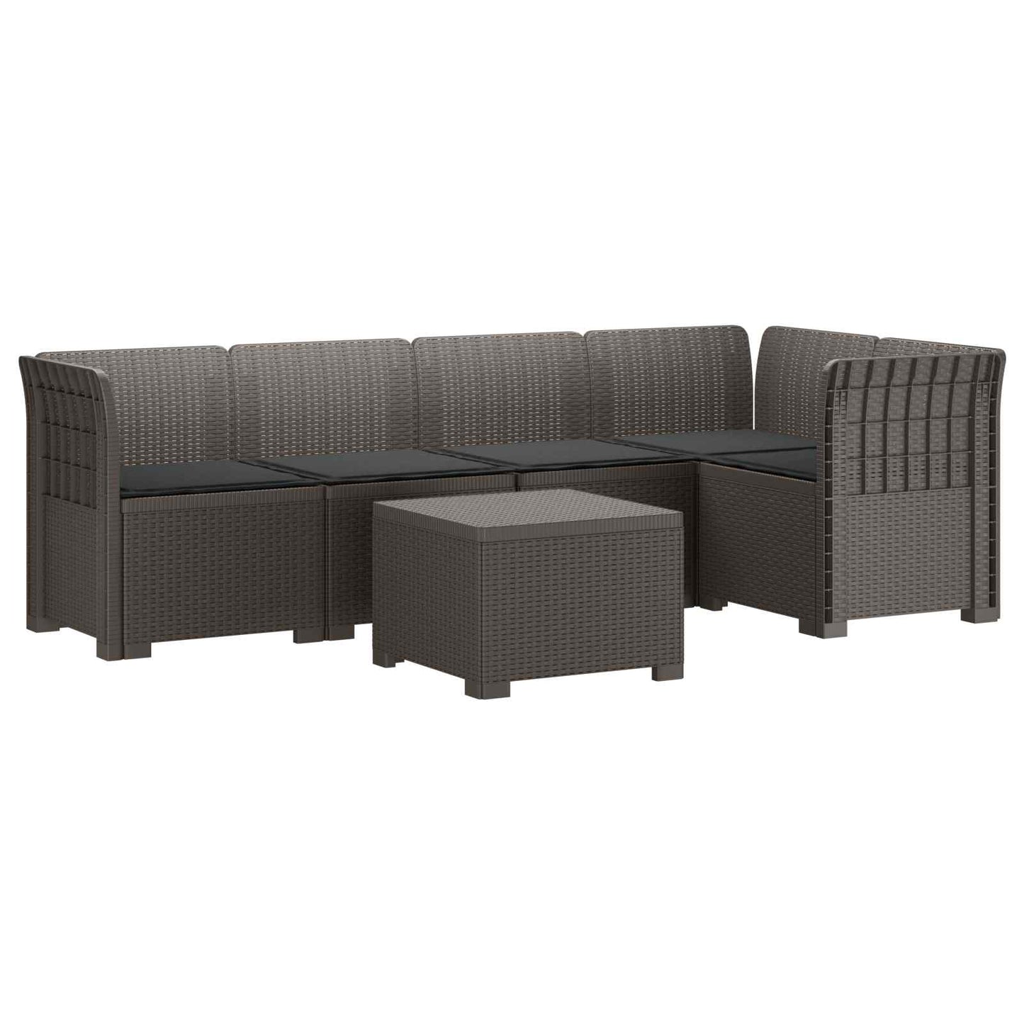 Divano da Giardino 5 Posti con Cuscini Stile Rattan PP | homemem39