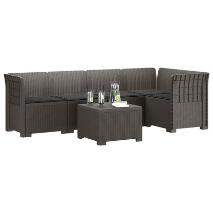 Divano da Giardino 5 Posti con Cuscini Stile Rattan PP | homemem39