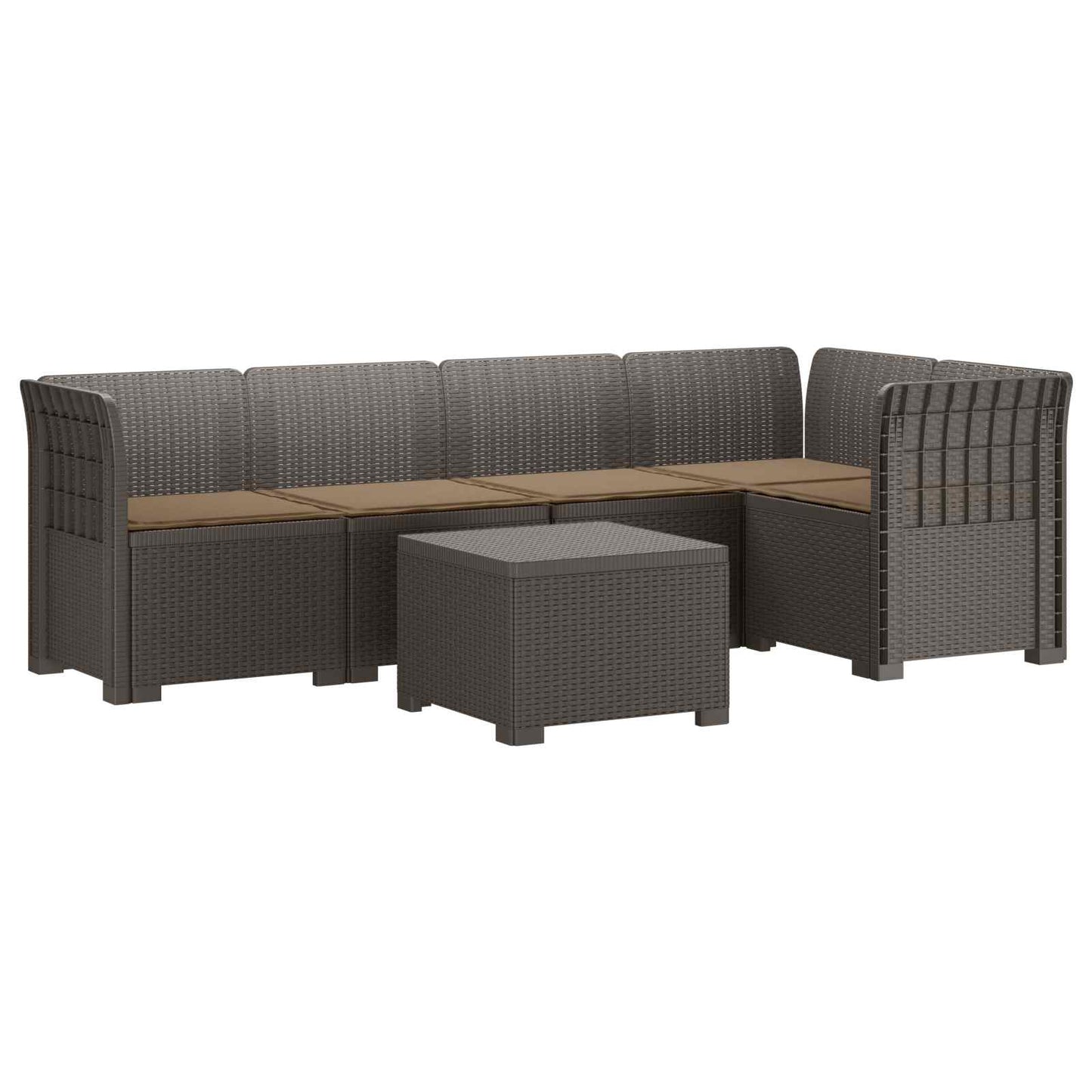 Divano da Giardino 5 Posti con Cuscini Stile Rattan PP | homemem39