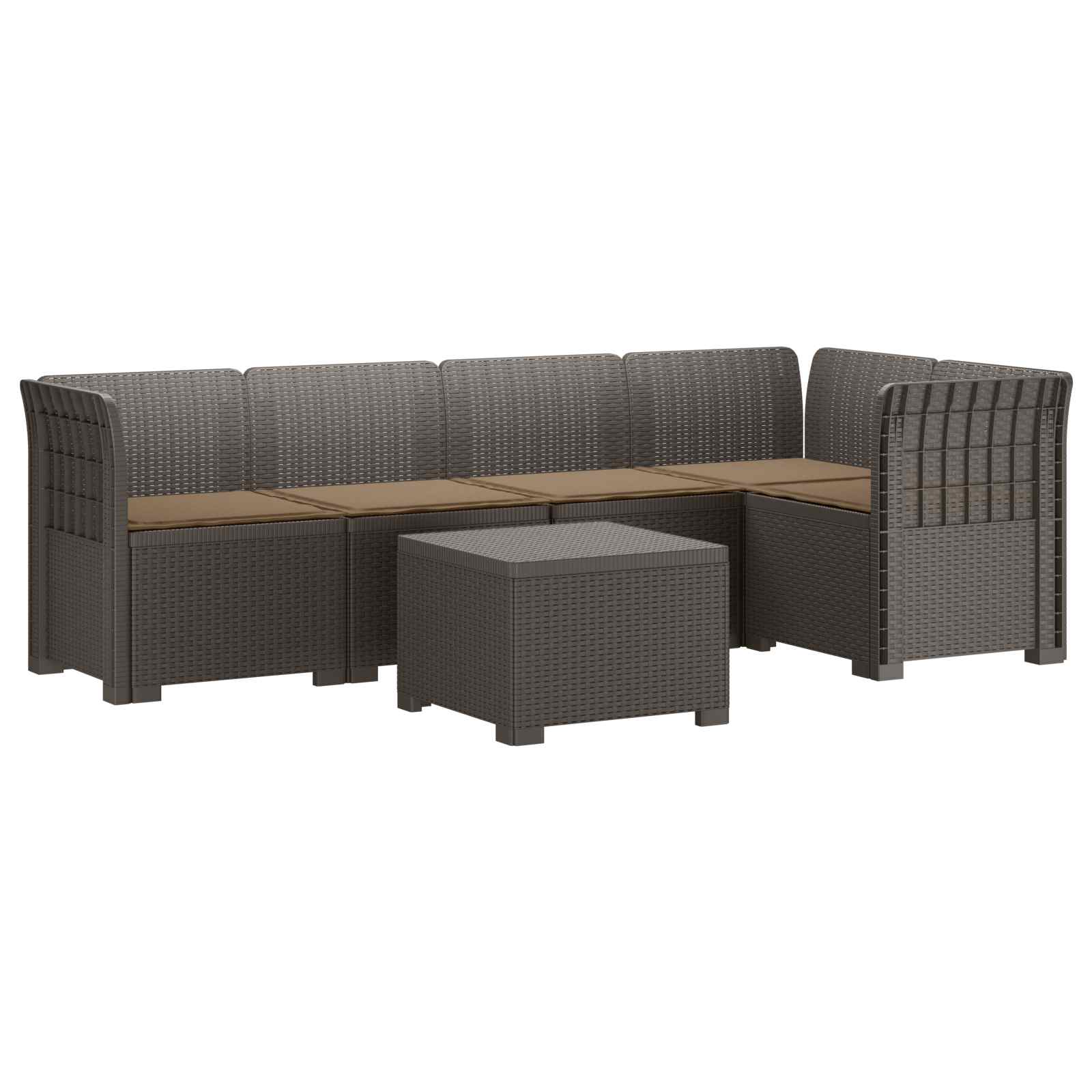 Divano da Giardino 5 Posti con Cuscini Stile Rattan PP | homemem39