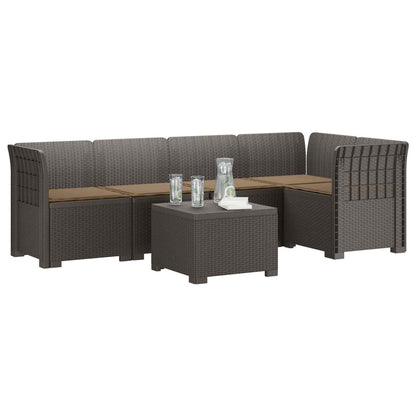 Divano da Giardino 5 Posti con Cuscini Stile Rattan PP | homemem39