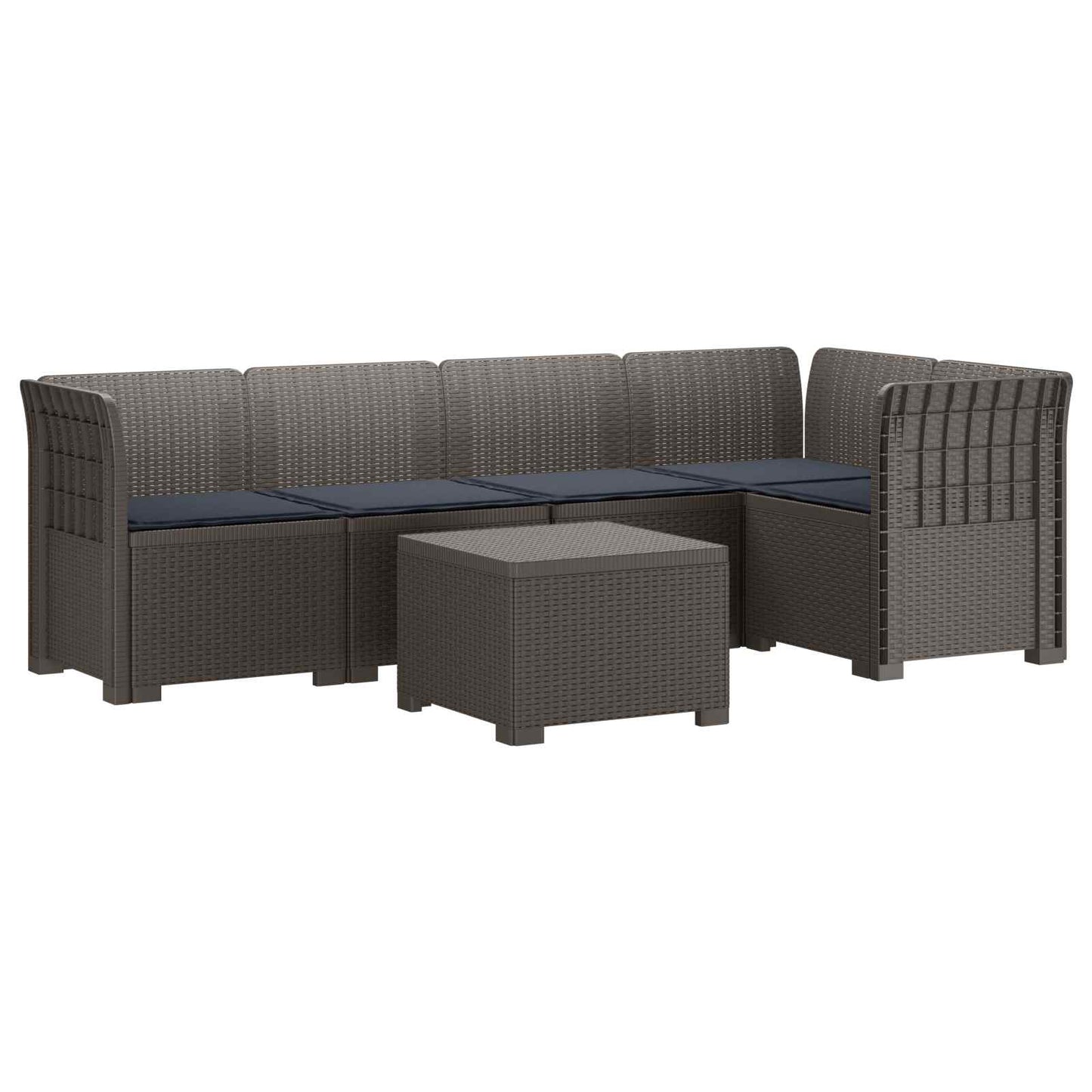 Divano da Giardino 5 Posti con Cuscini Stile Rattan PP | homemem39