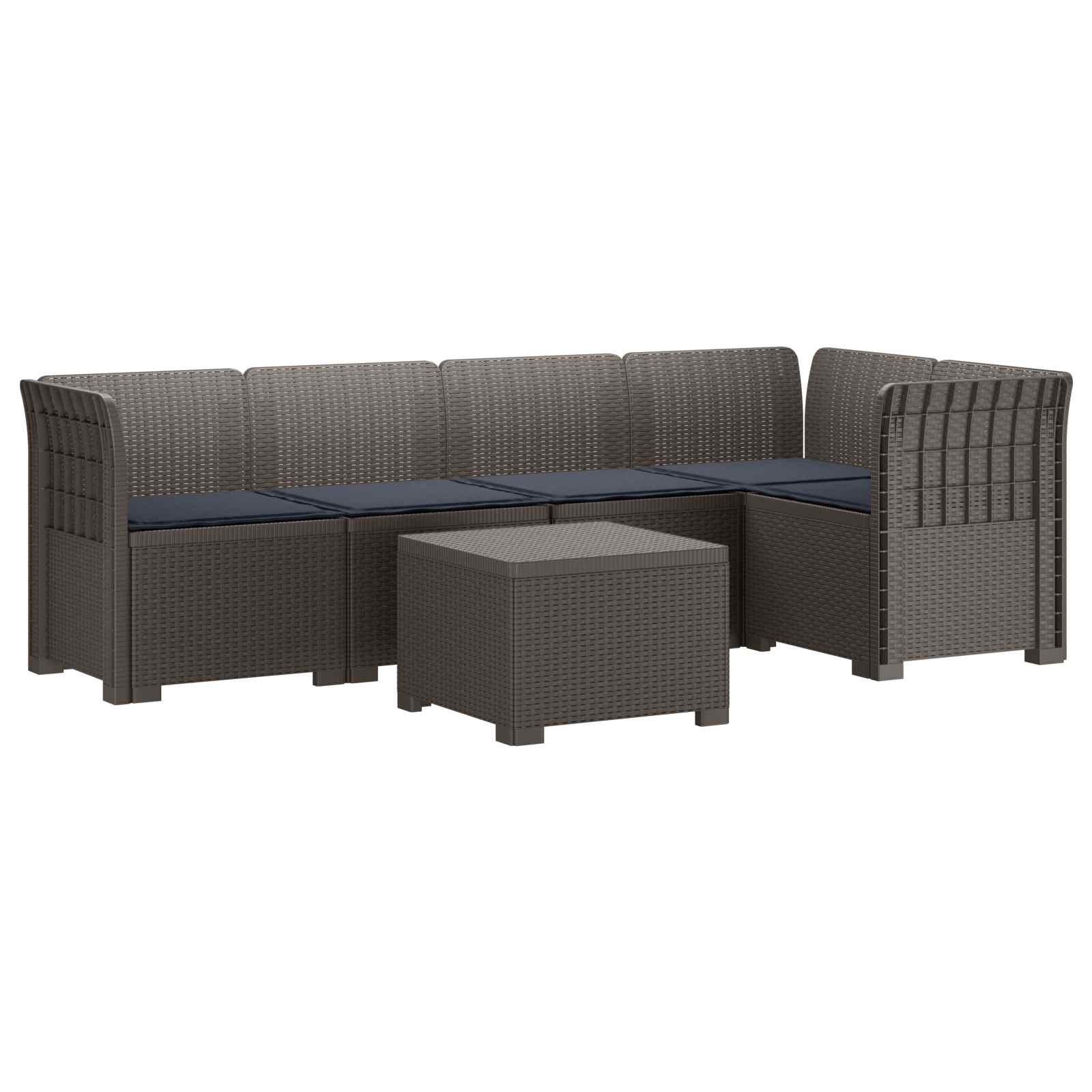 Divano da Giardino 5 Posti con Cuscini Stile Rattan PP | homemem39