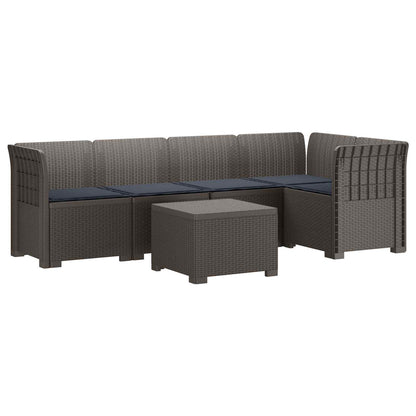 Divano da Giardino 5 Posti con Cuscini Stile Rattan PP | homemem39