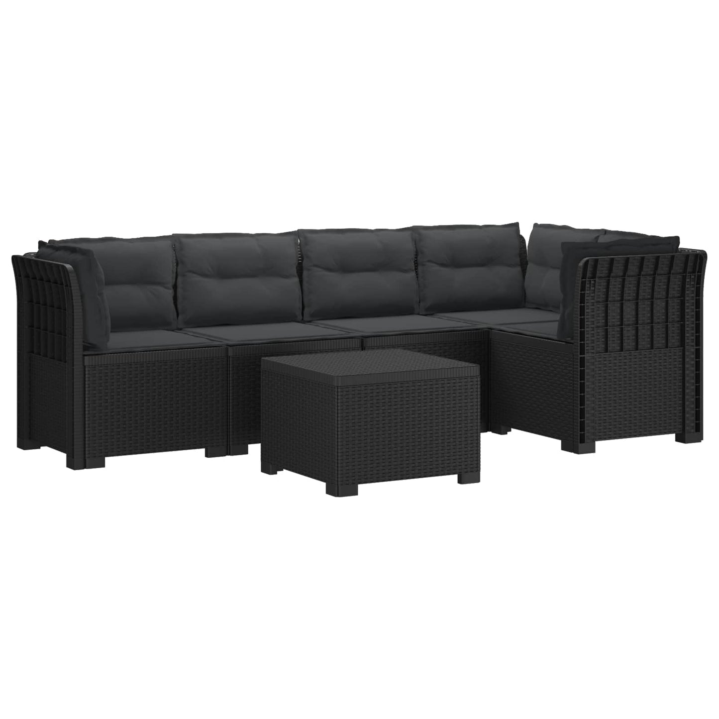 Divano da Giardino 5 Posti con Cuscini Stile Rattan PP | homemem39