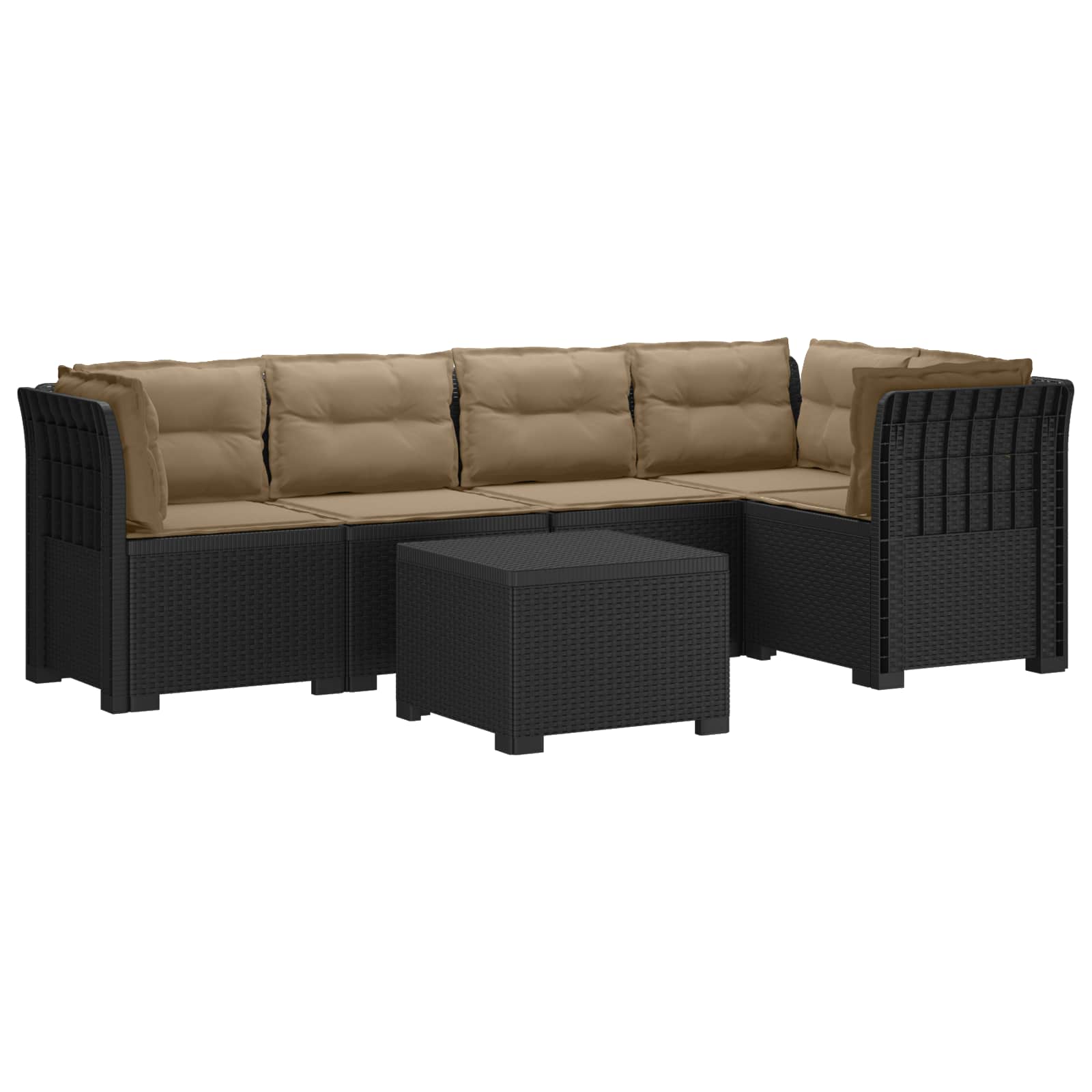 Divano da Giardino 5 Posti con Cuscini Stile Rattan PP | homemem39