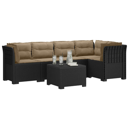 Divano da Giardino 5 Posti con Cuscini Stile Rattan PP | homemem39