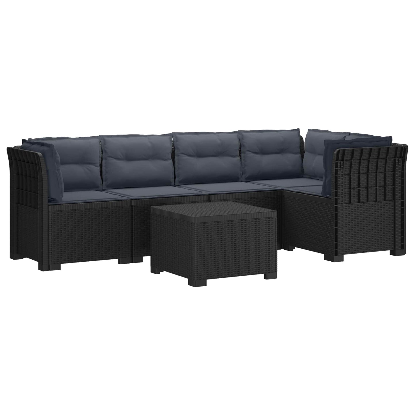 Divano da Giardino 5 Posti con Cuscini Stile Rattan PP | homemem39