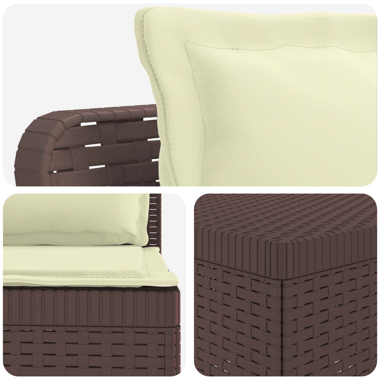Divano da Giardino 5 Posti con Cuscini Stile Rattan PP Marrone | homemem39