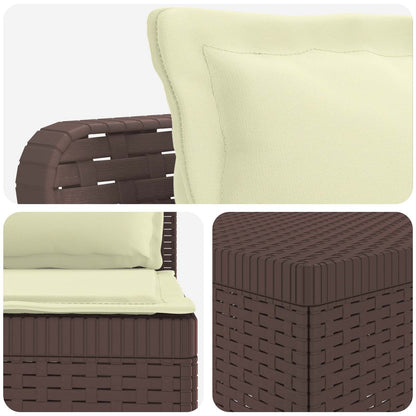 Divano da Giardino 5 Posti con Cuscini Stile Rattan PP Marrone | homemem39