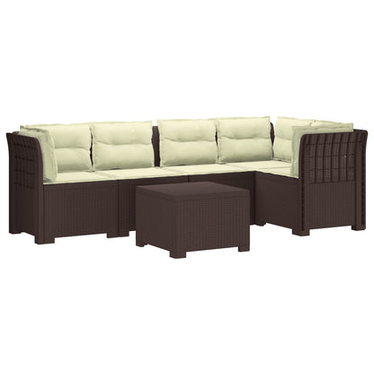 Divano da Giardino 5 Posti con Cuscini Stile Rattan PP Marrone | homemem39