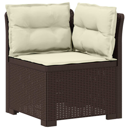 Divano da Giardino 5 Posti con Cuscini Stile Rattan PP Marrone | homemem39