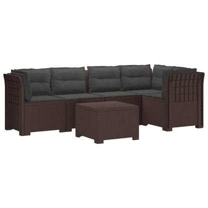 Divano da Giardino 5 Posti con Cuscini Stile Rattan PP Marrone | homemem39