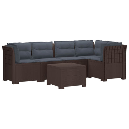 Divano da Giardino 5 Posti con Cuscini Stile Rattan PP Marrone | homemem39