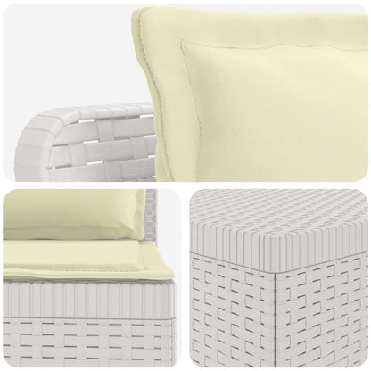 Divano da Giardino 5 Posti con Cuscini Stile Rattan PP Bianco | homemem39