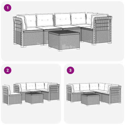 Divano da Giardino 5 Posti con Cuscini Stile Rattan PP Bianco | homemem39
