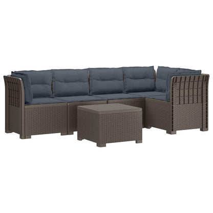 Divano da Giardino 5 Posti con Cuscini Stile Rattan PP | homemem39