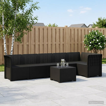 Divano da Giardino 6 Posti Aspetto Rattan PP Antracite | homemem39