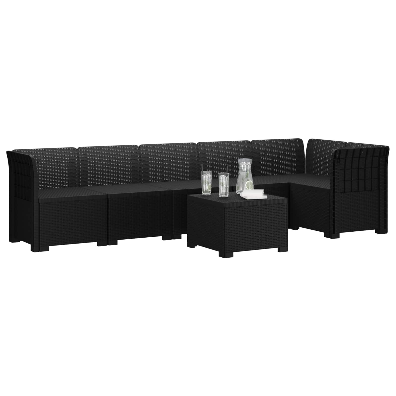 Divano da Giardino 6 Posti Aspetto Rattan PP Antracite | homemem39