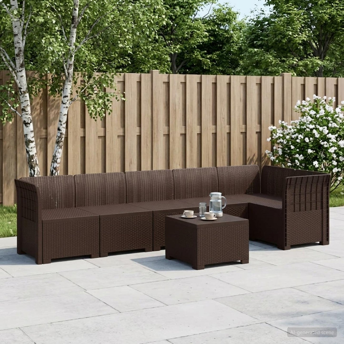 Divano da Giardino 6 Posti Aspetto Rattan PP Marrone | homemem39