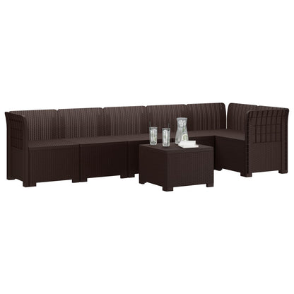 Divano da Giardino 6 Posti Aspetto Rattan PP Marrone | homemem39