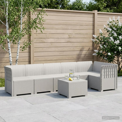 Divano da Giardino 6 Posti Aspetto Rattan PP Bianco | homemem39