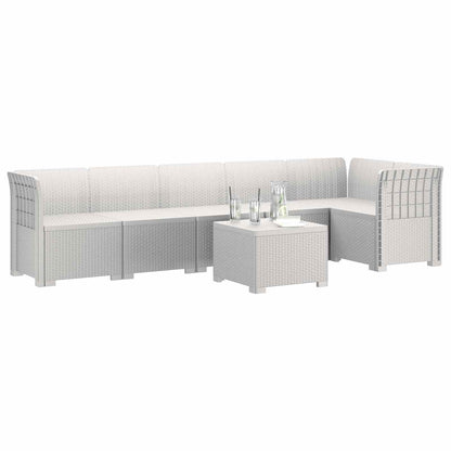 Divano da Giardino 6 Posti Aspetto Rattan PP Bianco | homemem39