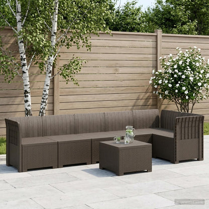 Divano da Giardino 6 Posti Aspetto Rattan PP Grigio Chiaro | homemem39