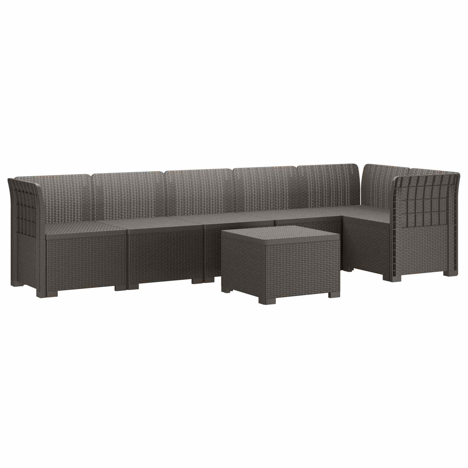 Divano da Giardino 6 Posti Aspetto Rattan PP Grigio Chiaro | homemem39