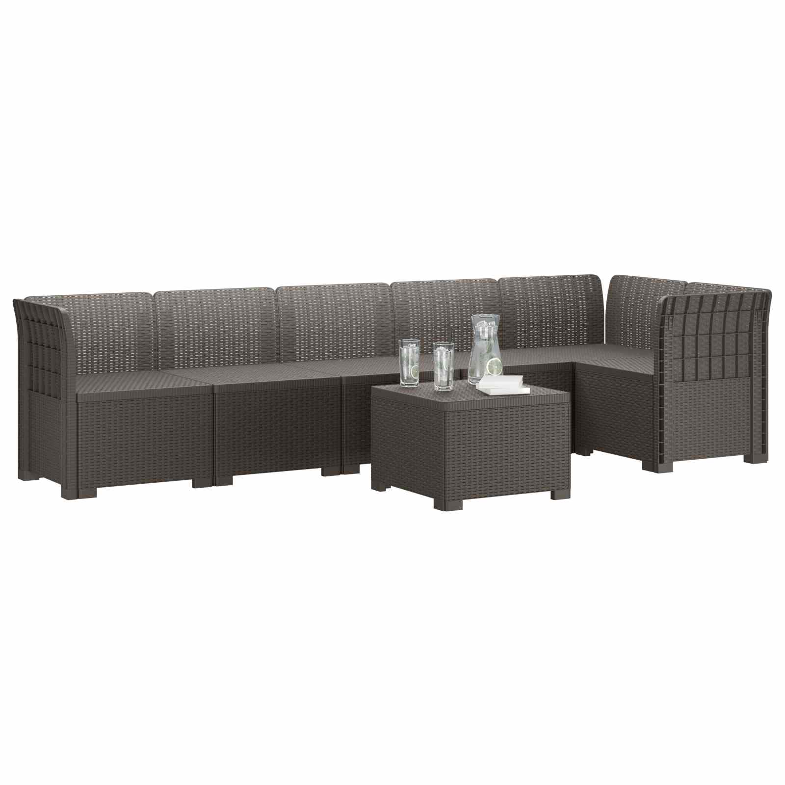 Divano da Giardino 6 Posti Aspetto Rattan PP Grigio Chiaro | homemem39