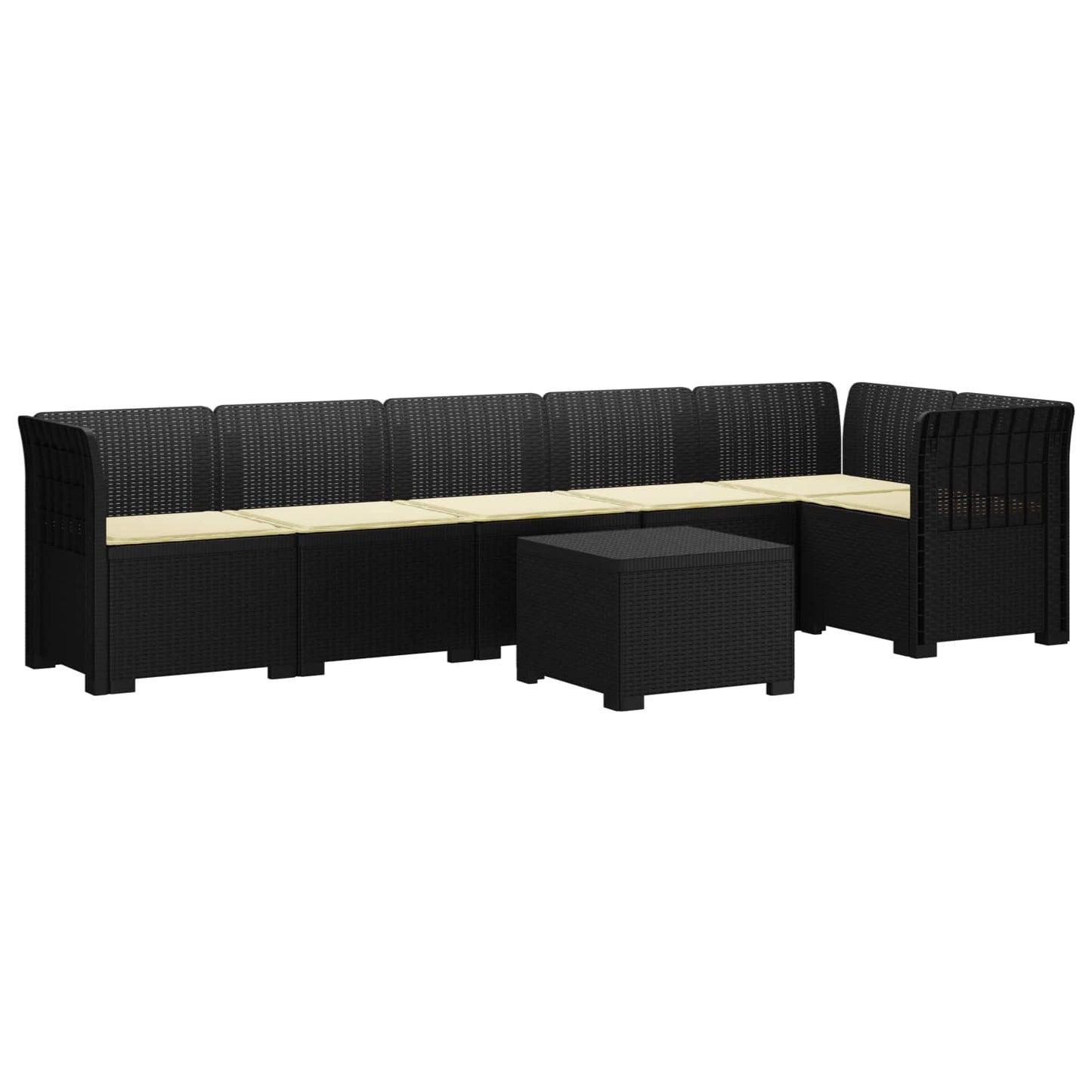 Divano da Giardino 6 Posti con Cuscini Aspetto Rattan PP | homemem39