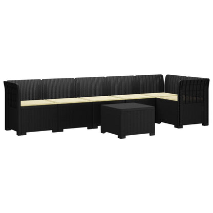 Divano da Giardino 6 Posti con Cuscini Aspetto Rattan PP | homemem39