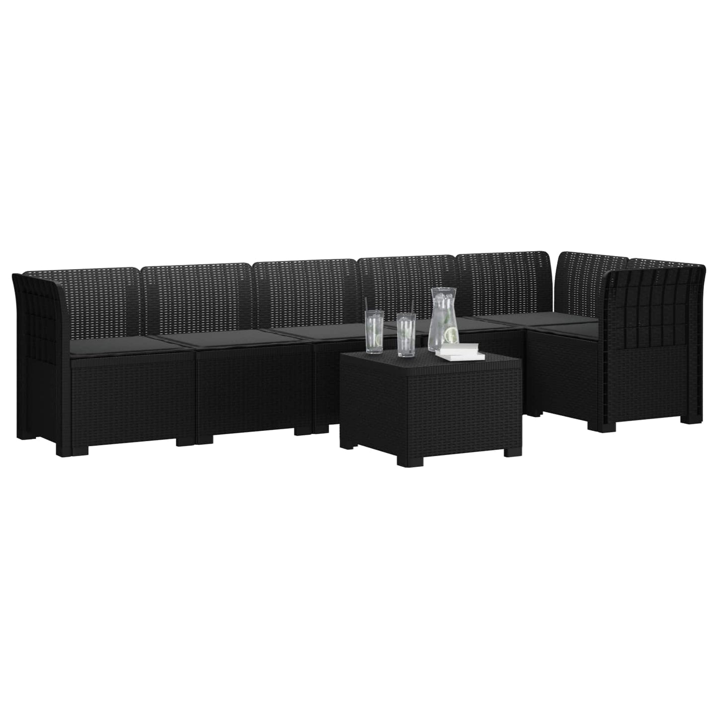 Divano da Giardino 6 Posti con Cuscini Aspetto Rattan PP | homemem39