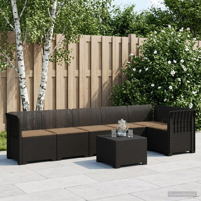 Divano da Giardino 6 Posti con Cuscini Aspetto Rattan PP | homemem39