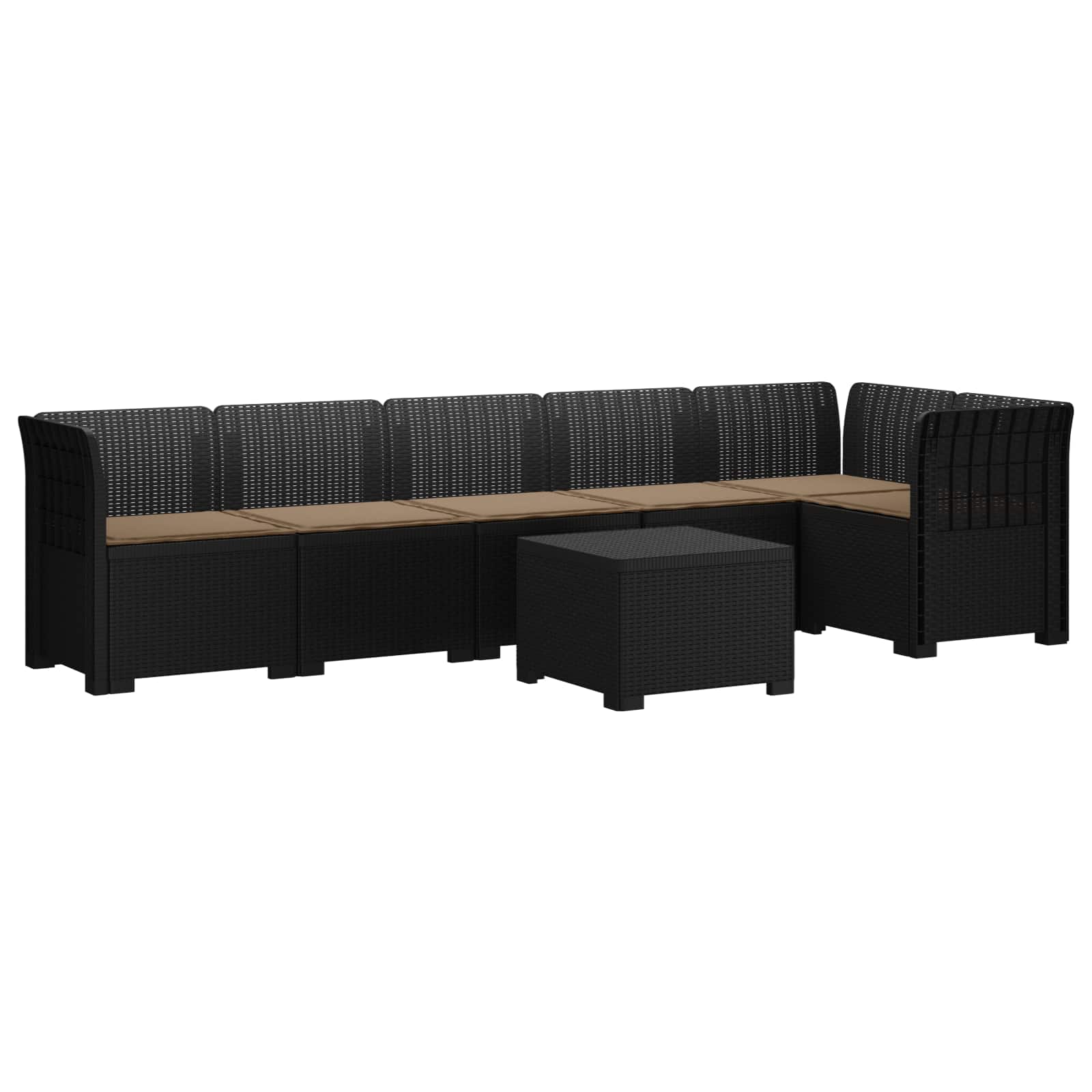 Divano da Giardino 6 Posti con Cuscini Aspetto Rattan PP | homemem39