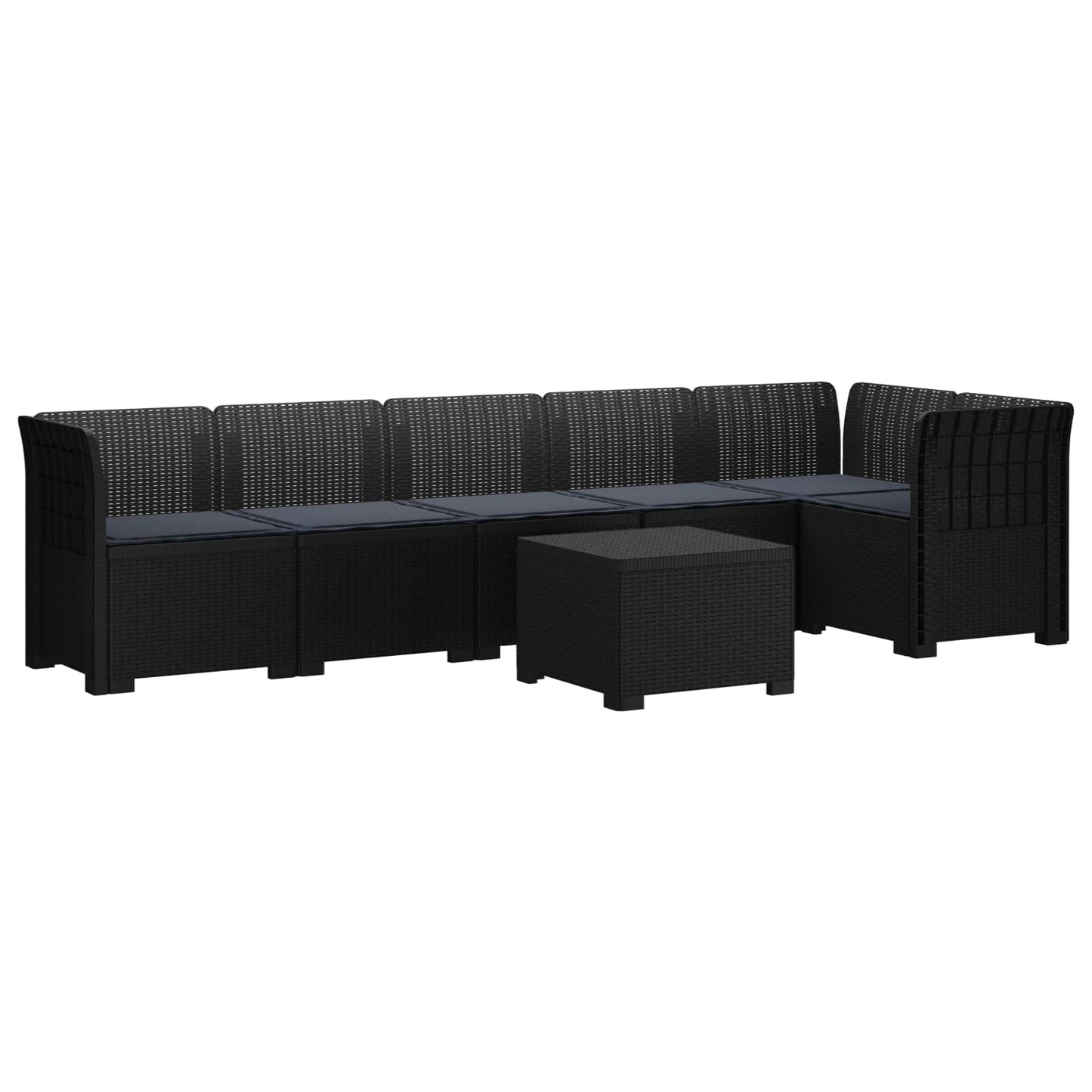 Divano da Giardino 6 Posti con Cuscini Aspetto Rattan PP | homemem39