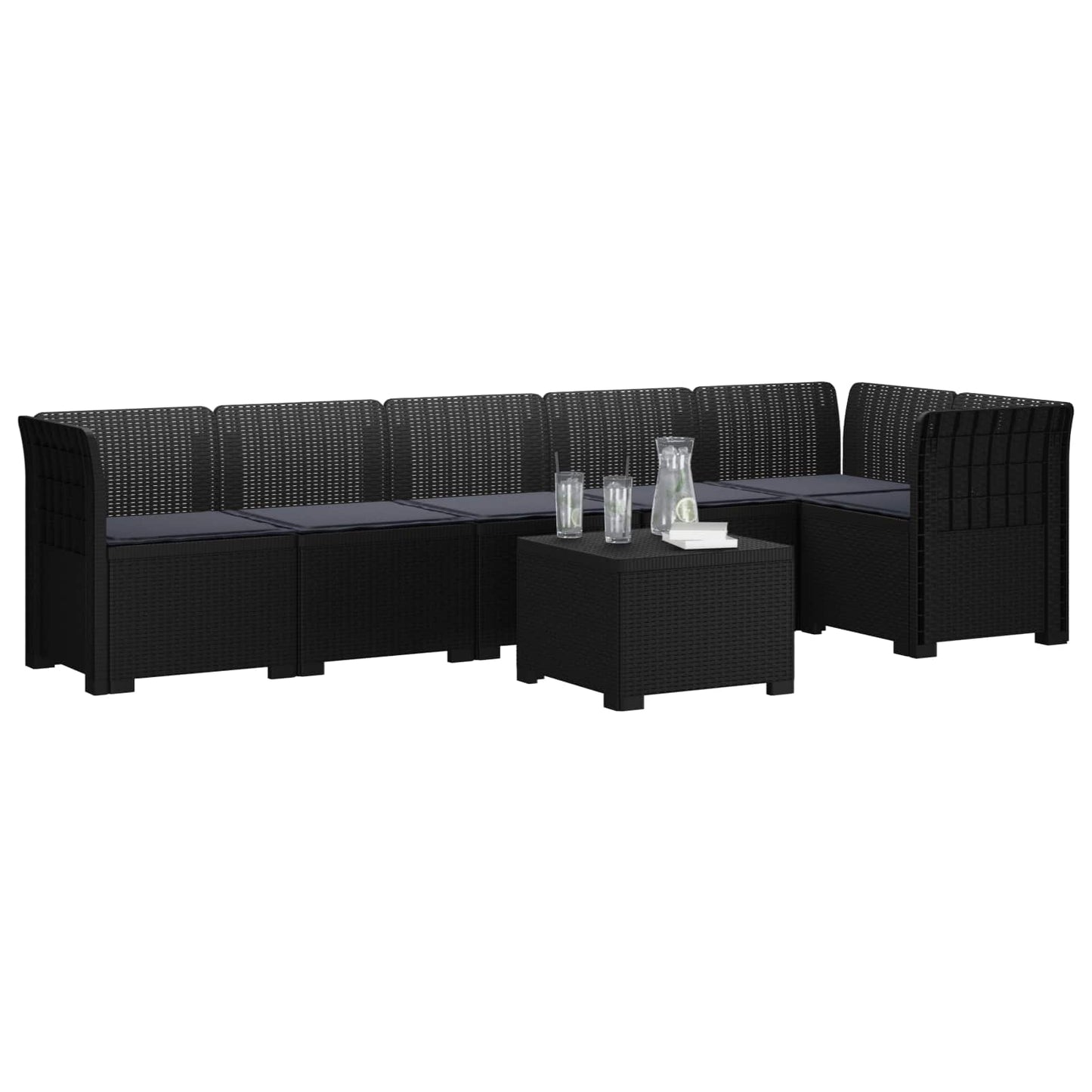 Divano da Giardino 6 Posti con Cuscini Aspetto Rattan PP | homemem39