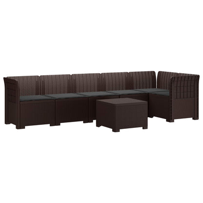 Divano da Giardino 6 Posti con Cuscini Aspetto Rattan PP | homemem39