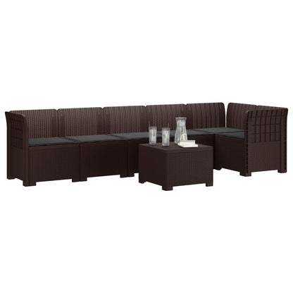 Divano da Giardino 6 Posti con Cuscini Aspetto Rattan PP | homemem39