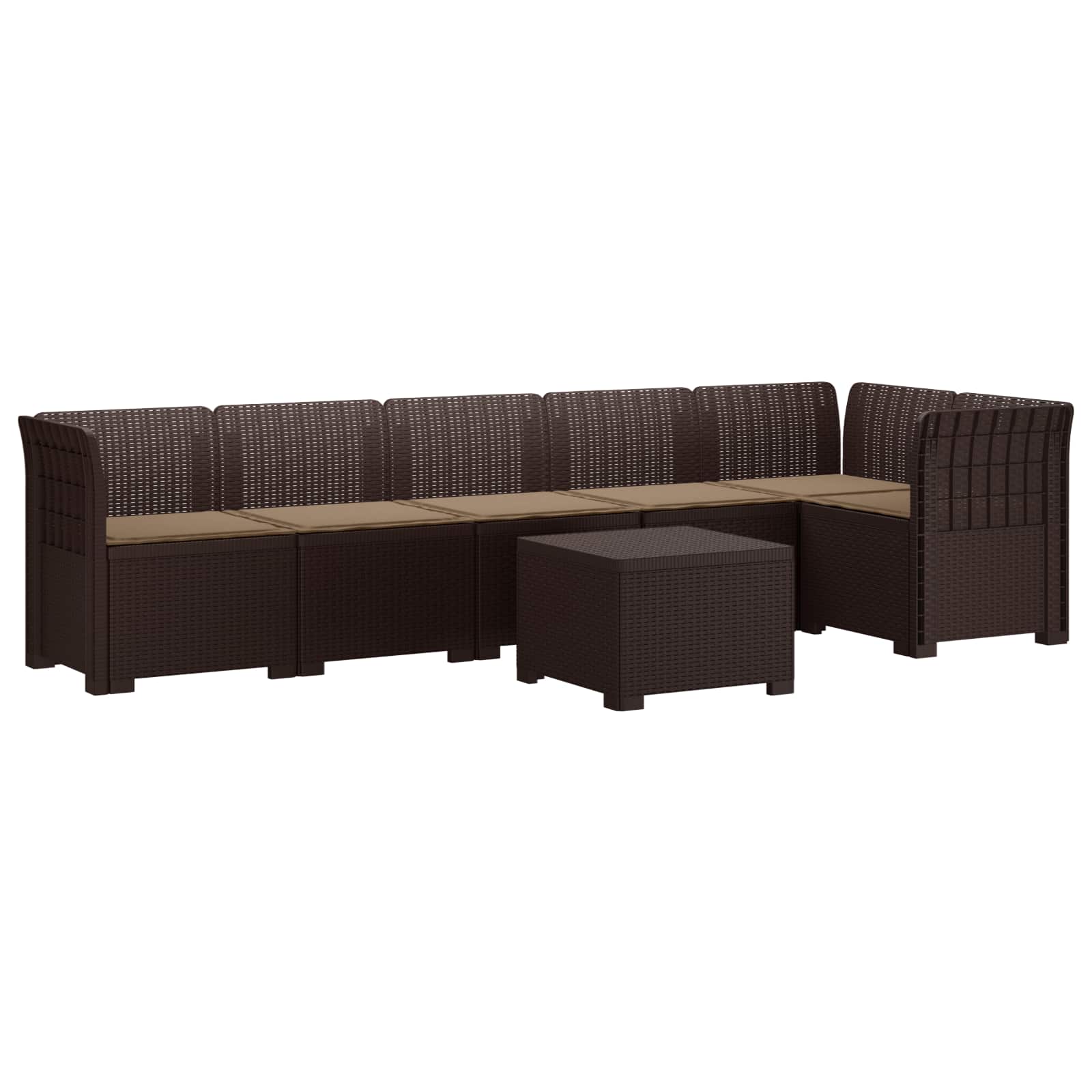 Divano da Giardino 6 Posti con Cuscini Aspetto Rattan PP | homemem39