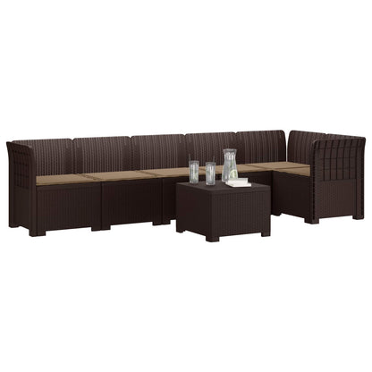 Divano da Giardino 6 Posti con Cuscini Aspetto Rattan PP | homemem39